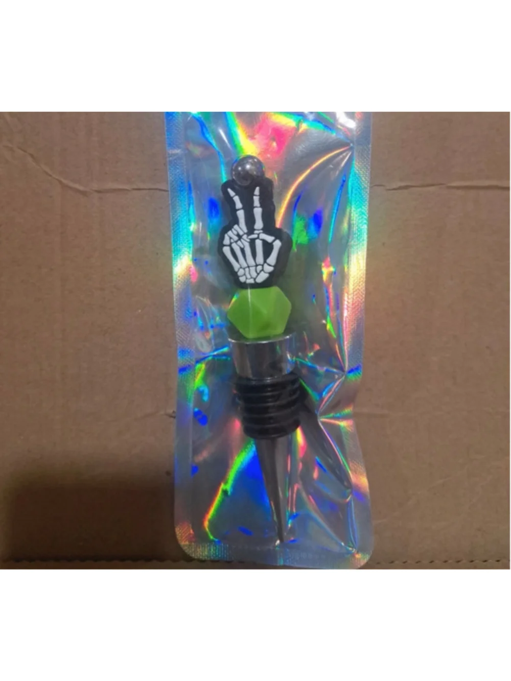 Skeleton Peace Sign Wine Bottle Stopper Gothic Novelty Gift
